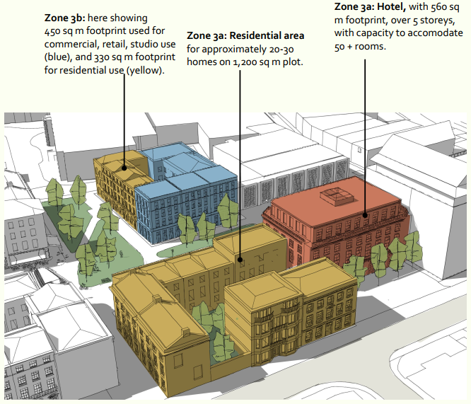 A plan of the hotel site